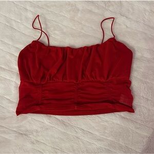 Garage Red Mesh Crop Top